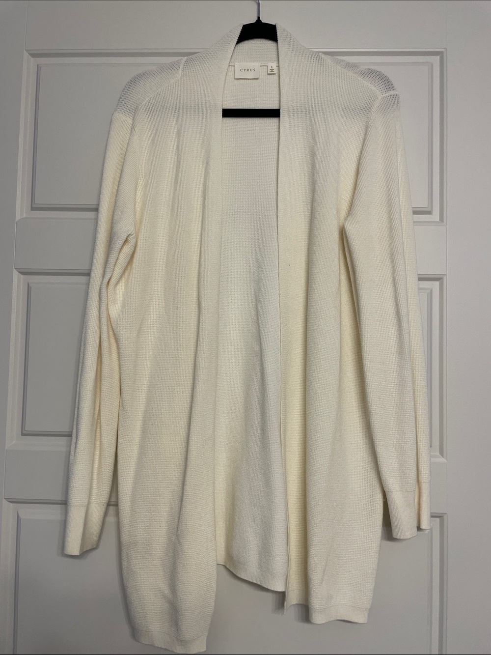 Cyrus Open-Front Cream Knit Cardigan